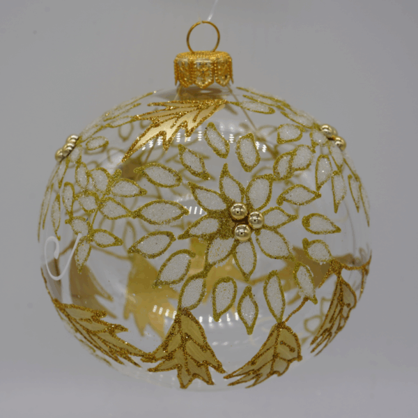 Gold Beaded Transparent Christmas Ornament