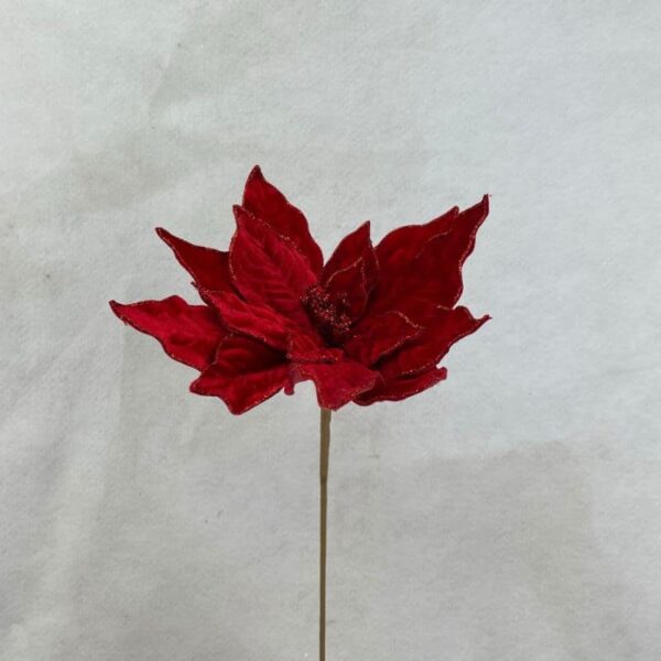 Velvet Red Poinsettia with Glitter