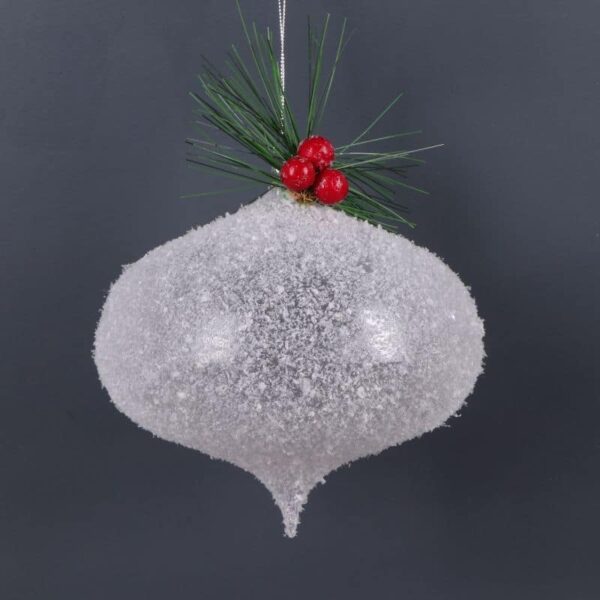 Snow Covered Onion with Berries and Pine Accent Christmas Ornament
