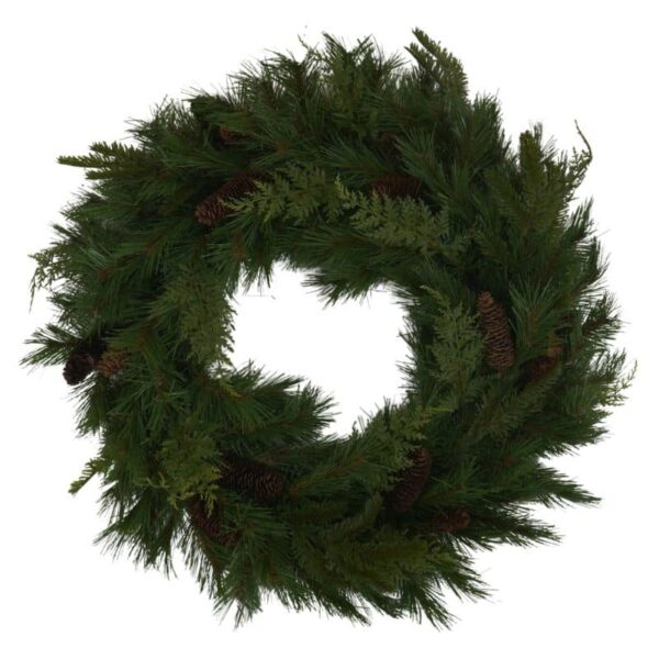 Cedar Fir Mixed Artificial Christmas Wreath Pre-lit with Dual-Color LED Battery-operated Lights with Timer