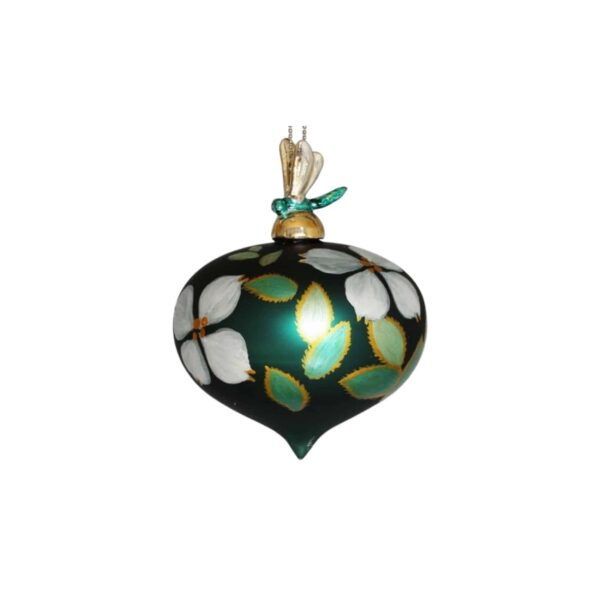 Botanical Onion Shaped Ornament with Porcelain Dragonfly Top