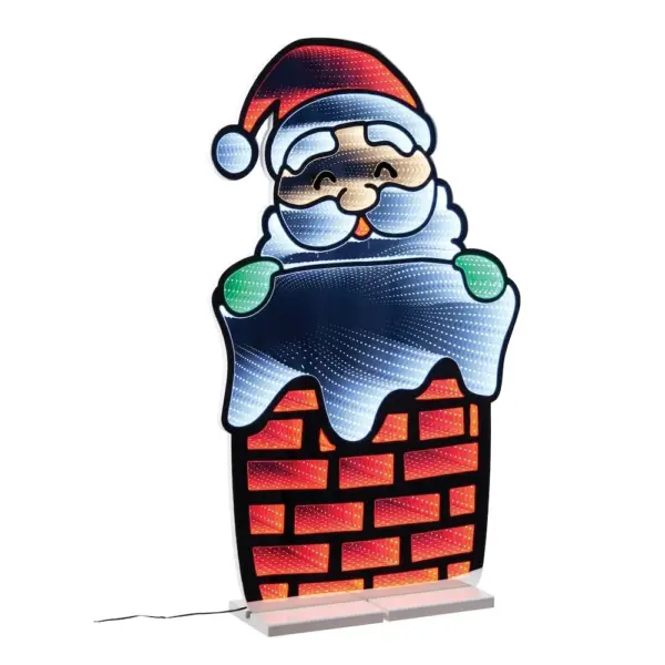 Santa Popping Out of Chimney Infinity Light Decoration 35"