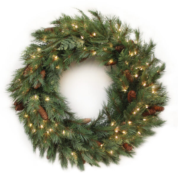 Cedar Fir Mixed Artificial Christmas Wreath Pre-lit with Incandescent Lights
